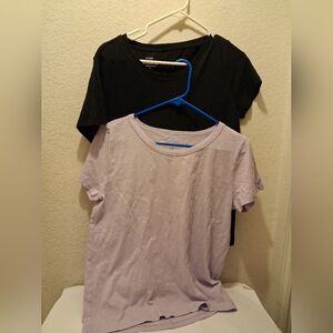 J. Crew Black and Lavender Short Sleeve Tees Lot 2